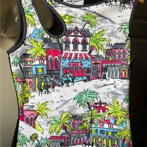 Colorful Graphic Tropical Print Top